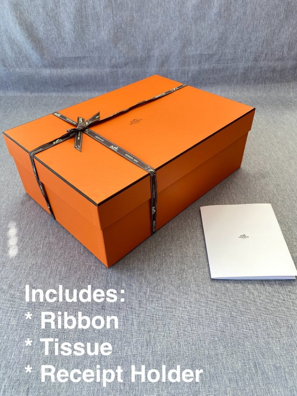 Authentic Hermรจs | Orange Gift Box With Ribbon Tissue Booklet | Gift Decoration